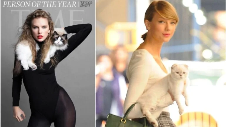 Taylor Swift’s Ragdoll Cat Benjamin Button Steals the Spotlight in Time’s 2023 Person of the Year Photoshoot.