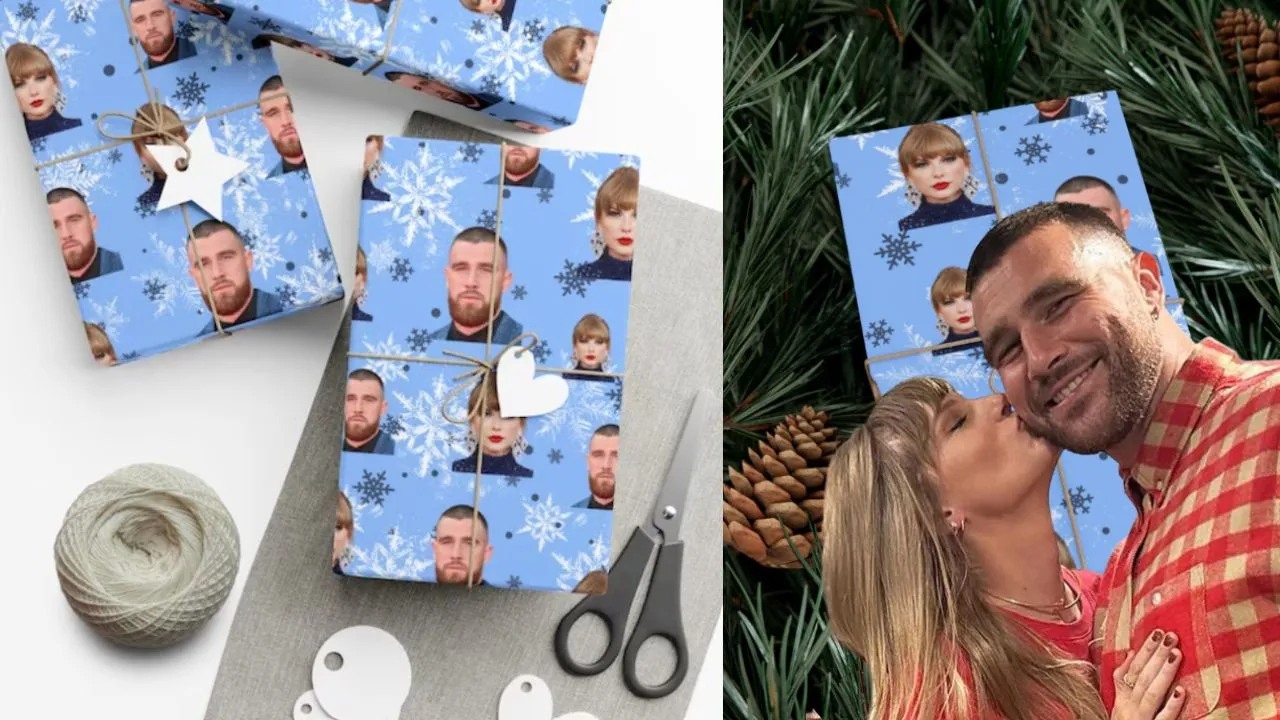 Taylor Swift and Travis Kelce's Love Story on Unique Wrapping Paper